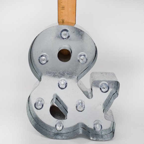 Light Up & Ampersand And Sign Marquee Metal 10" Party Tabletop Shelf Decor - Picture 9 of 16